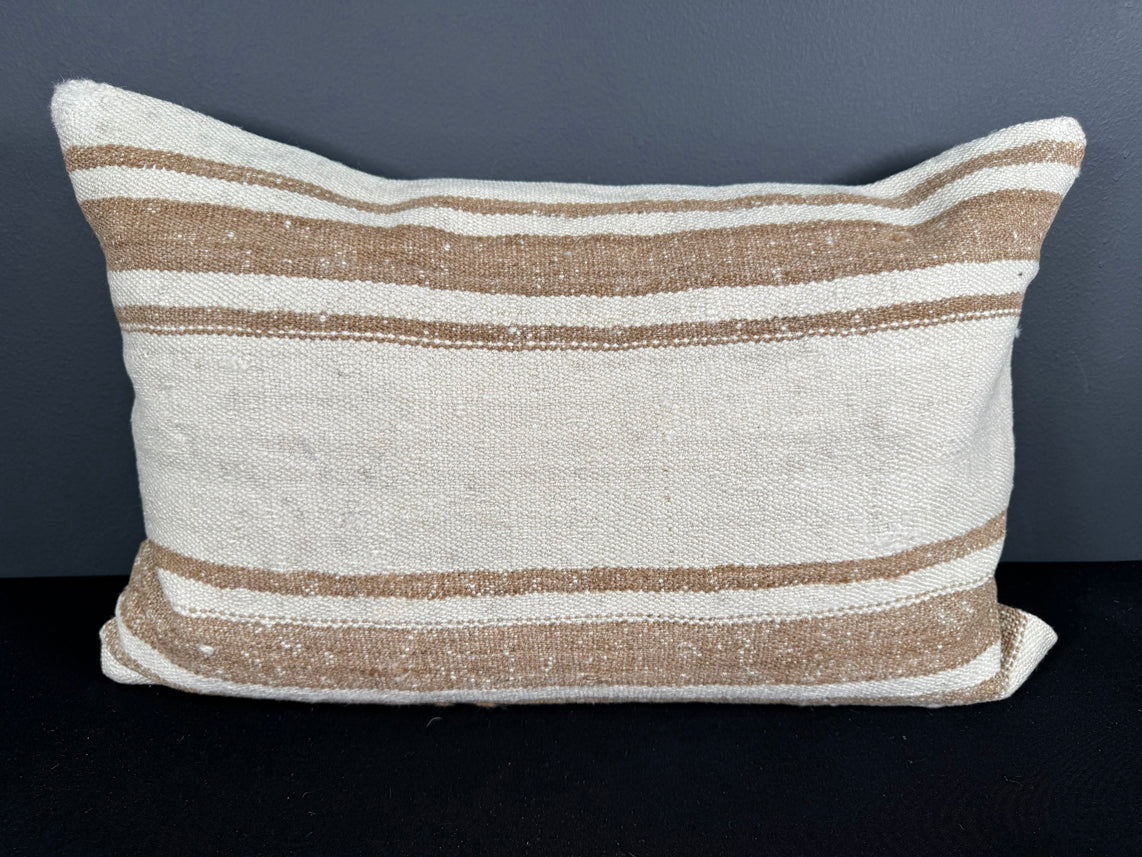 Turkish Hemp Pillow Cushion Natural Beige Brown Pillow Cushion Cover 16" x 24" #30008