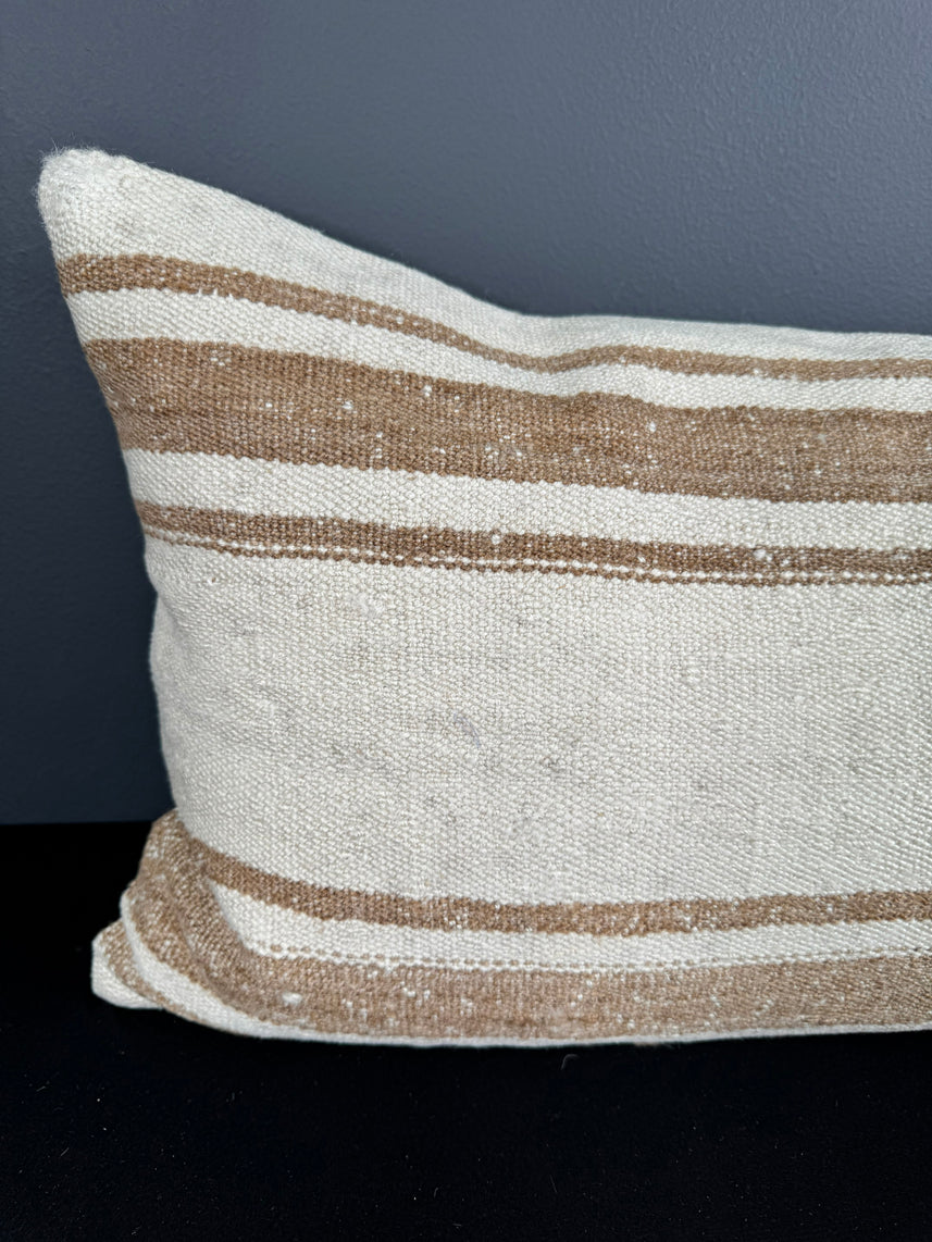 Turkish Hemp Pillow Cushion Natural Beige Brown Pillow Cushion Cover 16" x 24" #30008