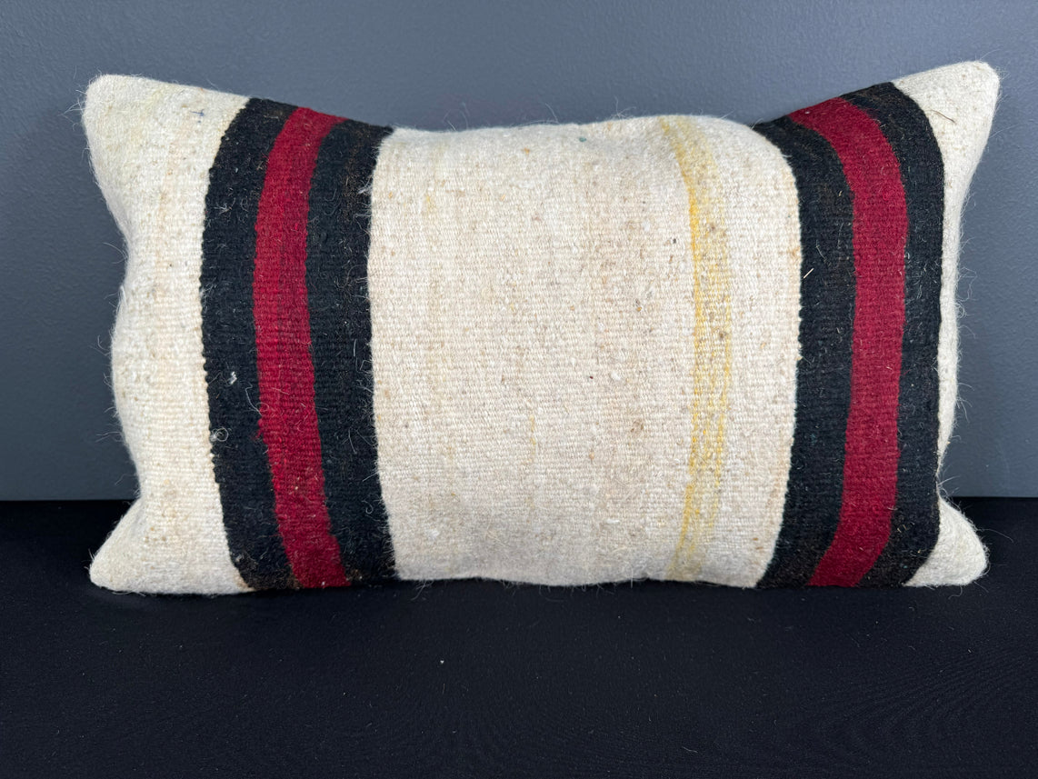 Turkish Hemp Pillow Cushion Natural Beige Red Pillow Cushion Cover 16" x 24" #30034