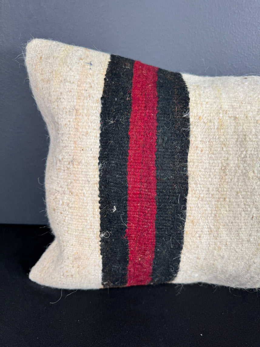 Turkish Hemp Pillow Cushion Natural Beige Red Pillow Cushion Cover 16" x 24" #30034