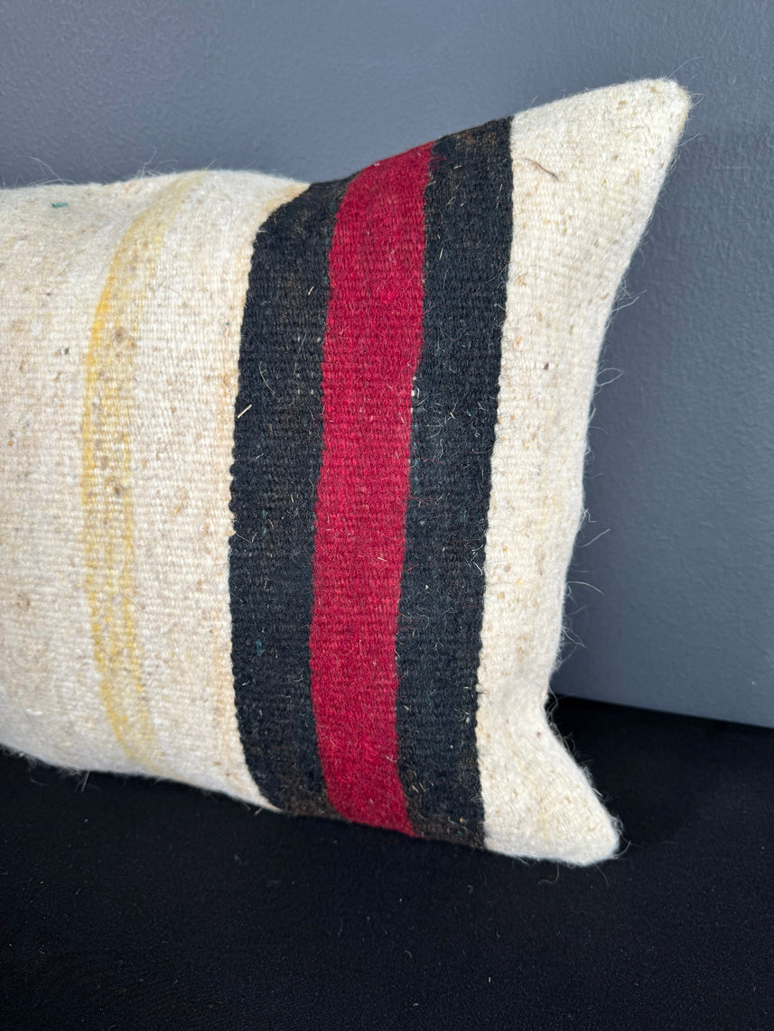 Turkish Hemp Pillow Cushion Natural Beige Red Pillow Cushion Cover 16" x 24" #30034