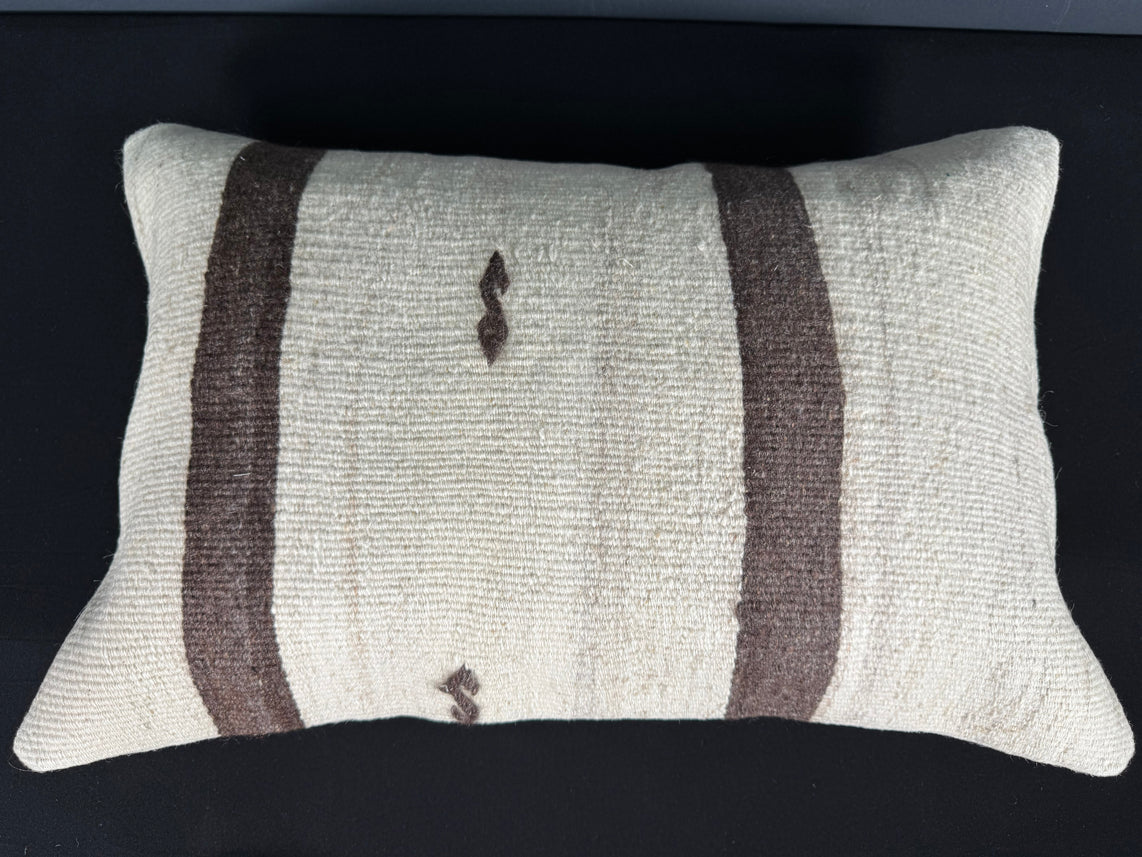 Turkish Hemp Pillow Cushion Natural Beige Brown Pillow Cushion Cover 16" x 24" #30009