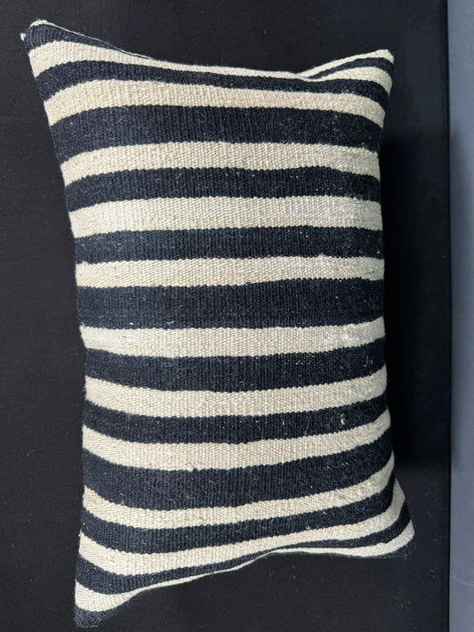 Turkish Hemp Pillow Cushion Natural Beige Black Pillow Cushion Cover 16" x 24" #30121