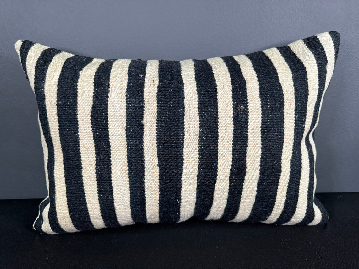 Turkish Hemp Pillow Cushion Natural Beige Black Pillow Cushion Cover 16" x 24" #30121