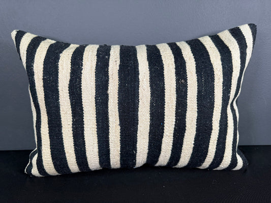 Turkish Hemp Pillow Cushion Natural Beige Black Pillow Cushion Cover 16" x 24" #30121