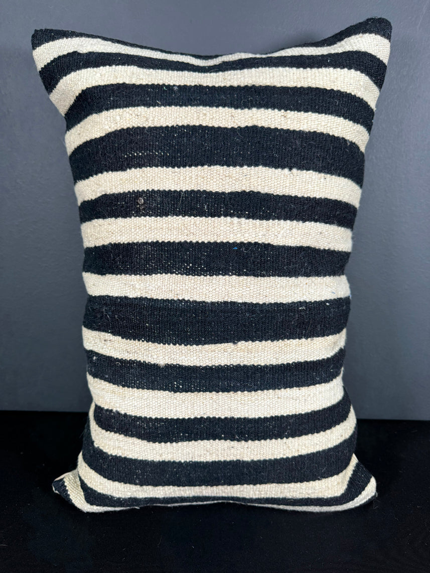 Turkish Hemp Pillow Cushion Natural Beige Black Pillow Cushion Cover 16" x 24" #30121