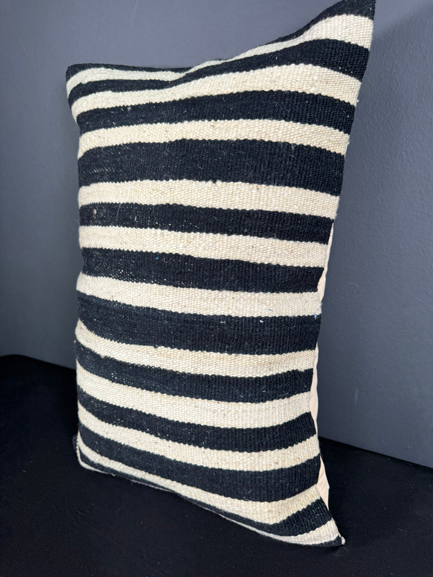 Turkish Hemp Pillow Cushion Natural Beige Black Pillow Cushion Cover 16" x 24" #30121