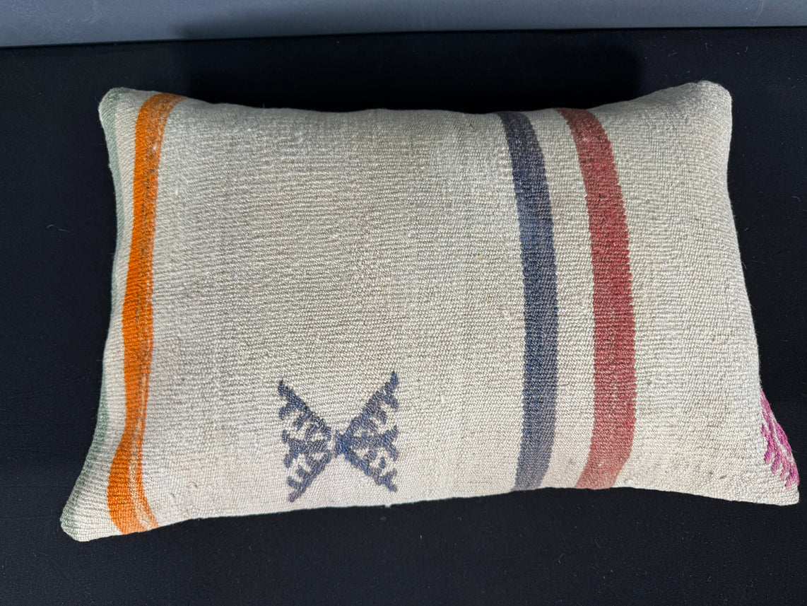 Turkish Hemp Pillow Cushion Natural Beige Orange Pillow Cushion Cover 16" x 24" #30122