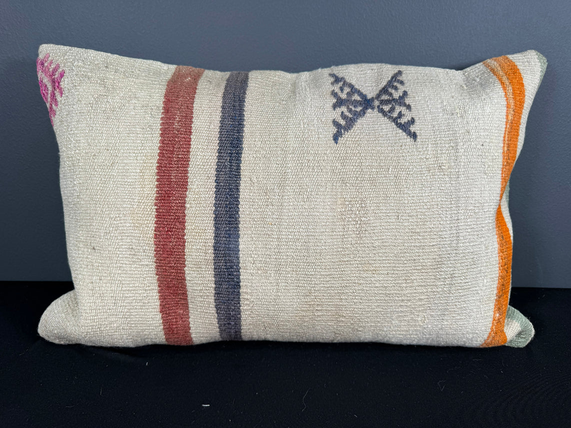 Turkish Hemp Pillow Cushion Natural Beige Orange Pillow Cushion Cover 16" x 24" #30122