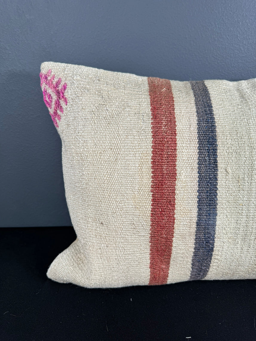 Turkish Hemp Pillow Cushion Natural Beige Orange Pillow Cushion Cover 16" x 24" #30122
