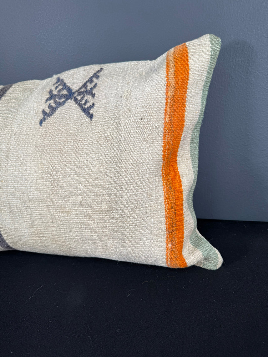 Turkish Hemp Pillow Cushion Natural Beige Orange Pillow Cushion Cover 16" x 24" #30122
