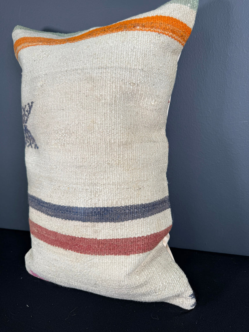 Turkish Hemp Pillow Cushion Natural Beige Orange Pillow Cushion Cover 16" x 24" #30122
