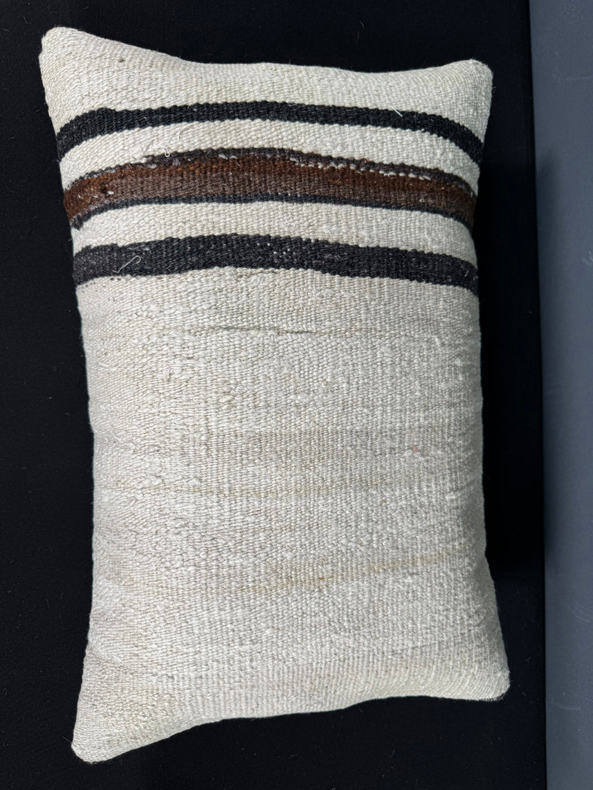 Turkish Hemp Pillow Cushion Natural Beige Black Pillow Cushion Cover 16" x 24" #30132