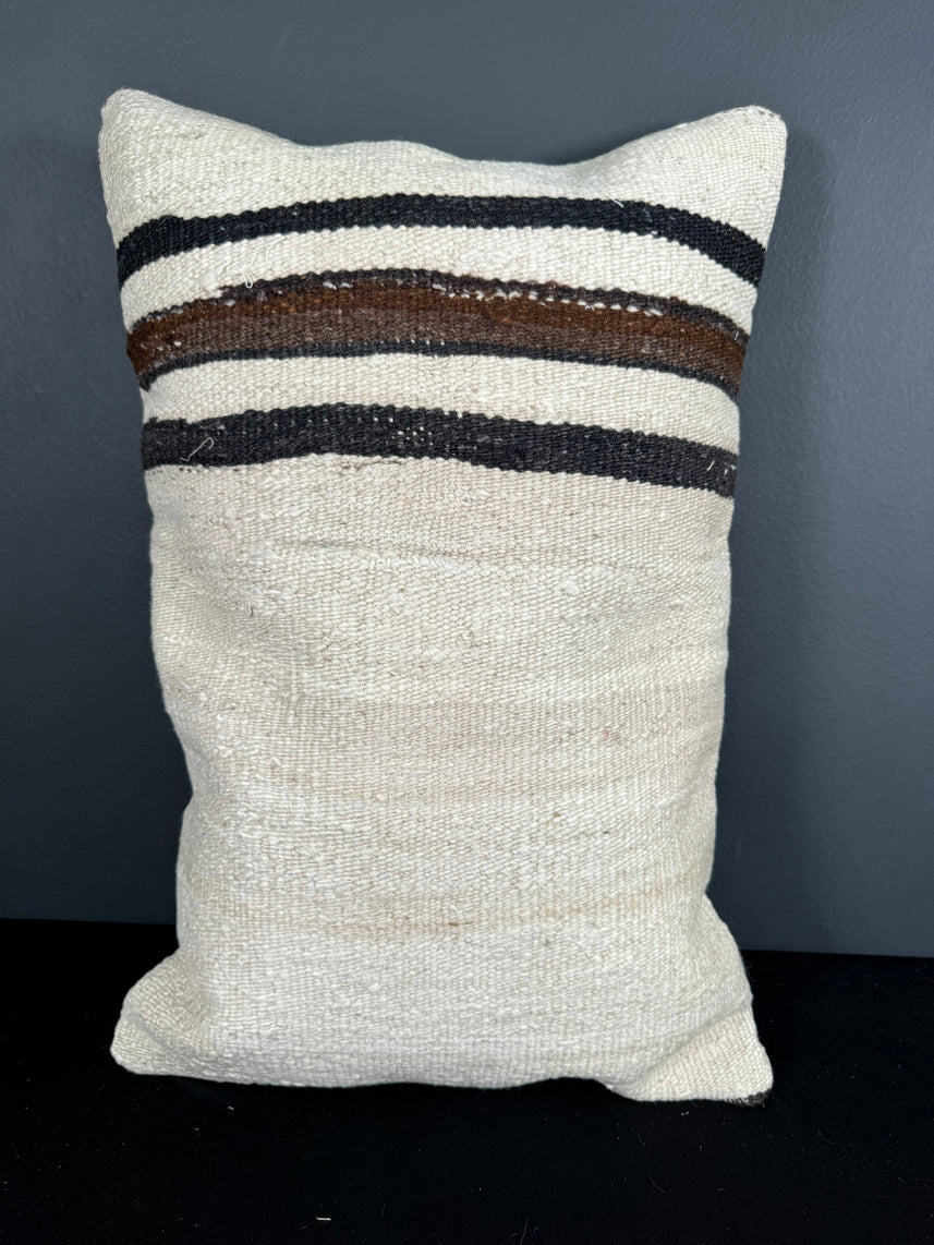 Turkish Hemp Pillow Cushion Natural Beige Black Pillow Cushion Cover 16" x 24" #30132