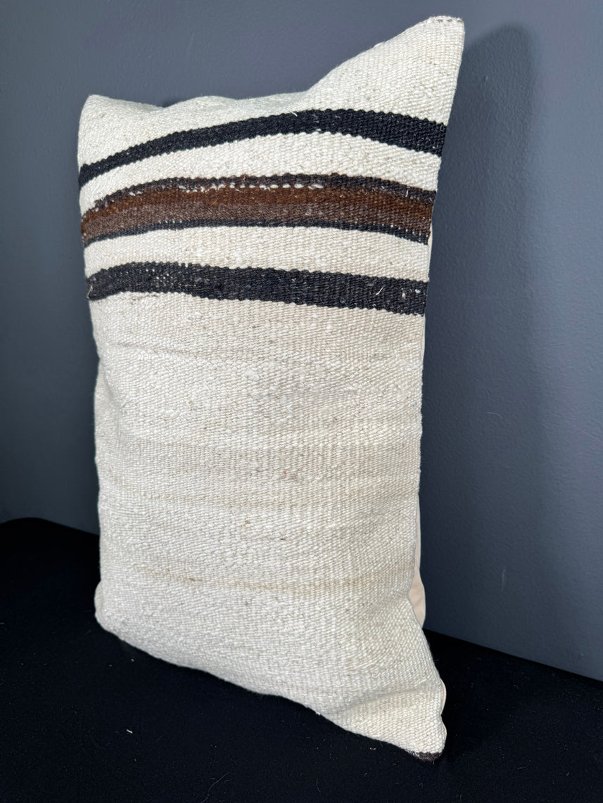 Turkish Hemp Pillow Cushion Natural Beige Black Pillow Cushion Cover 16" x 24" #30132