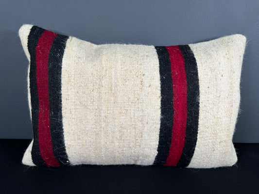 Turkish Hemp Pillow Cushion Natural Beige Red Pillow Cushion Cover 16" x 24" #30124