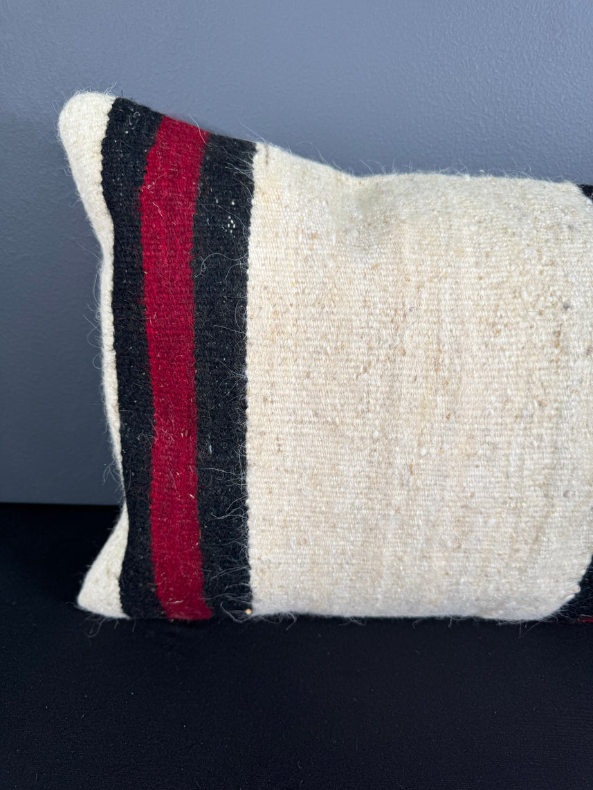 Turkish Hemp Pillow Cushion Natural Beige Red Pillow Cushion Cover 16" x 24" #30124