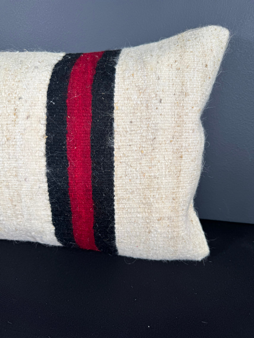 Turkish Hemp Pillow Cushion Natural Beige Red Pillow Cushion Cover 16" x 24" #30124