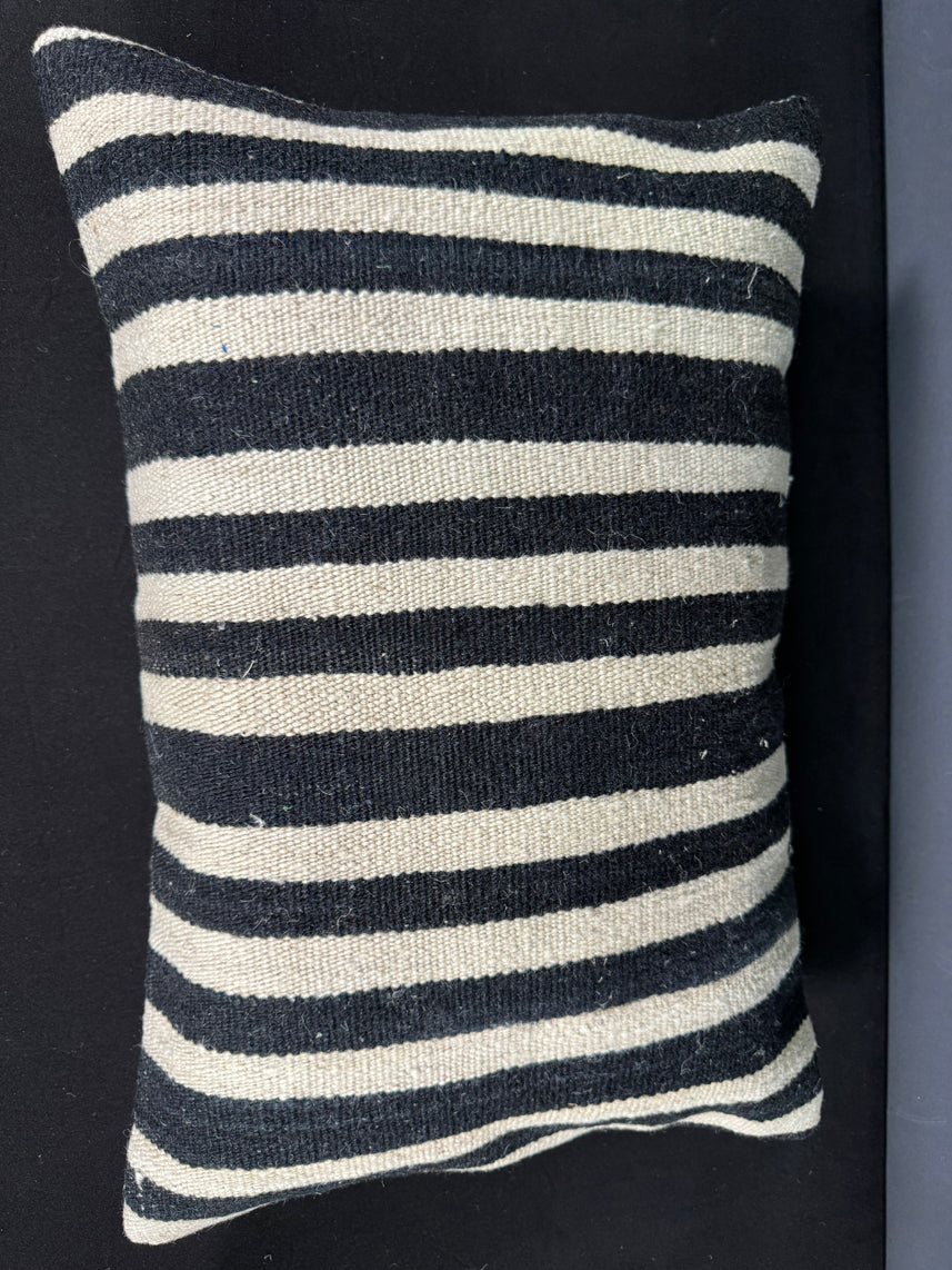 Turkish Hemp Pillow Cushion Natural Beige Black Pillow Cushion Cover 16" x 24" #30108