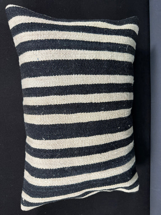 Turkish Hemp Pillow Cushion Natural Beige Black Pillow Cushion Cover 16" x 24" #30108