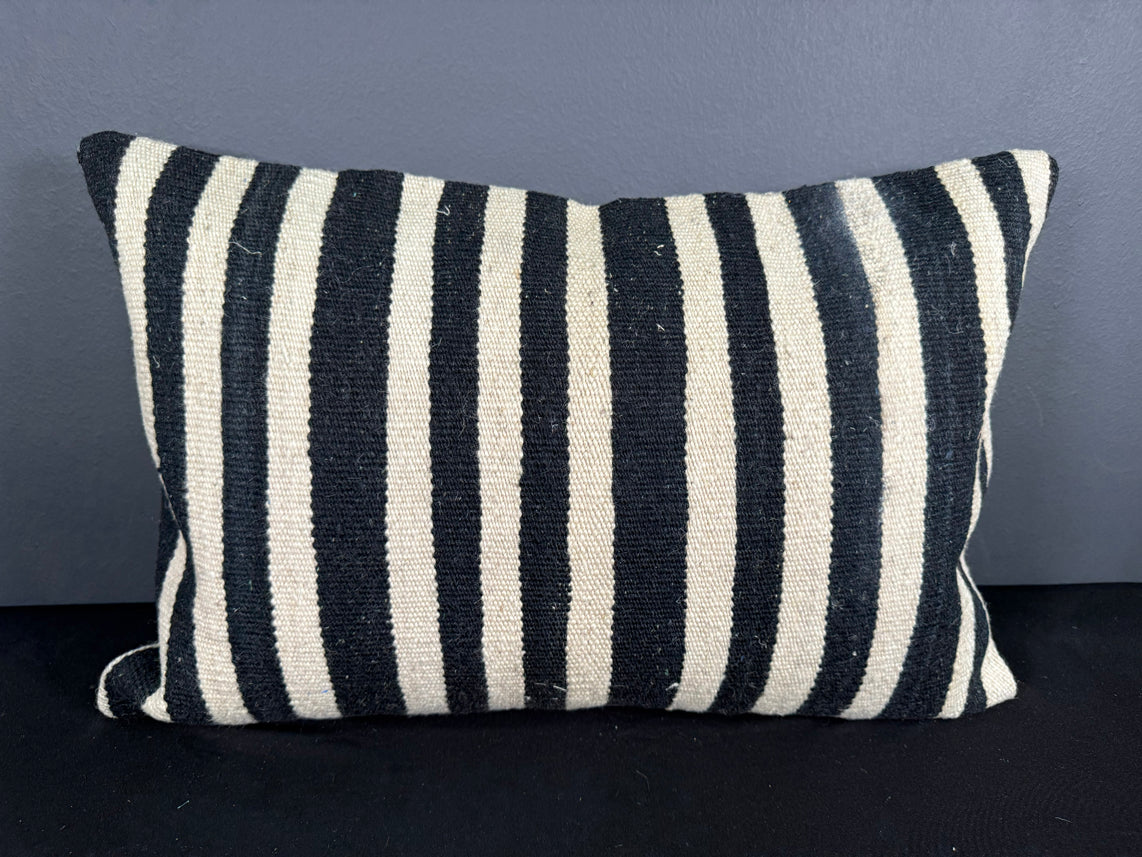 Turkish Hemp Pillow Cushion Natural Beige Black Pillow Cushion Cover 16" x 24" #30108