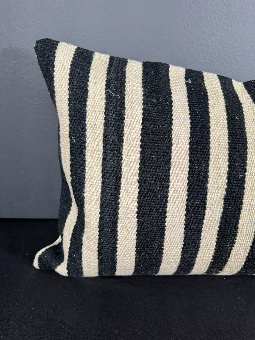 Turkish Hemp Pillow Cushion Natural Beige Black Pillow Cushion Cover 16" x 24" #30108