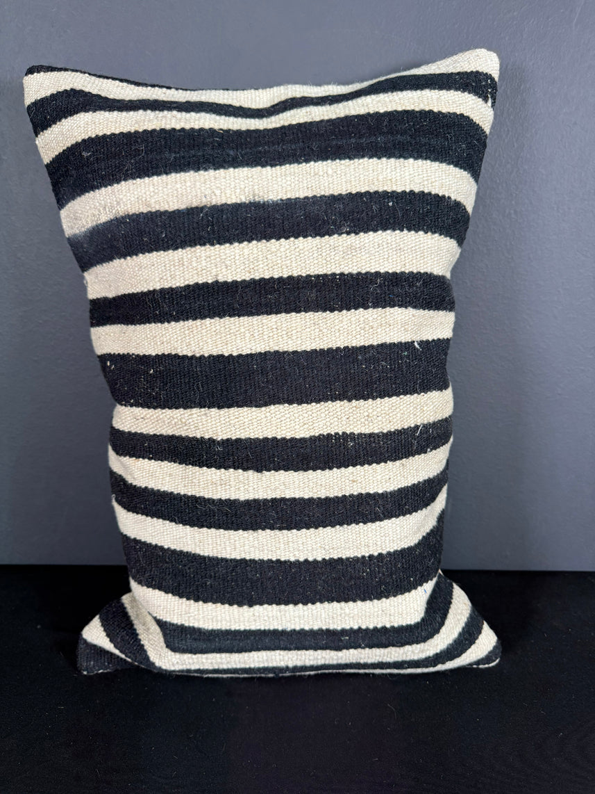 Turkish Hemp Pillow Cushion Natural Beige Black Pillow Cushion Cover 16" x 24" #30108