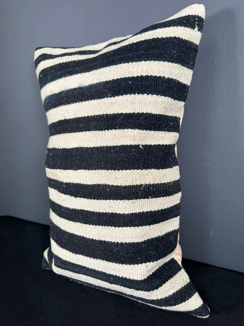 Turkish Hemp Pillow Cushion Natural Beige Black Pillow Cushion Cover 16" x 24" #30108