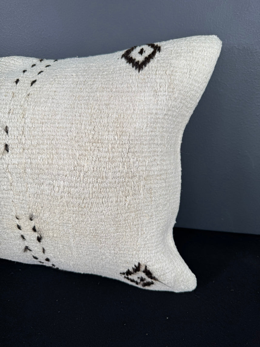 Turkish Hemp Pillow Cushion Natural Beige Black Pillow Cushion Cover 16" x 24" #30037