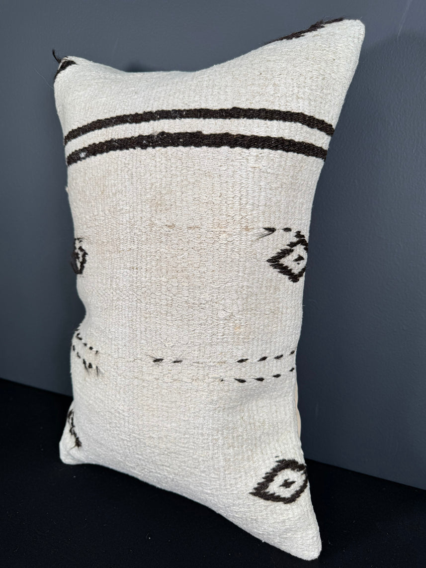 Turkish Hemp Pillow Cushion Natural Beige Black Pillow Cushion Cover 16" x 24" #30037