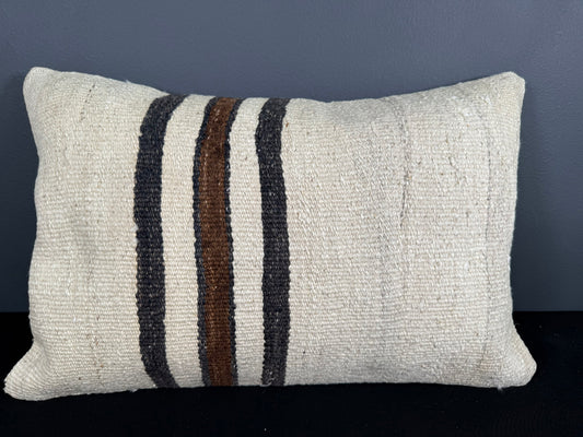 Turkish Hemp Pillow Cushion Natural Beige Black Pillow Cushion Cover 16" x 24" #30036