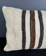 Turkish Hemp Pillow Cushion Natural Beige Black Pillow Cushion Cover 16" x 24" #30036