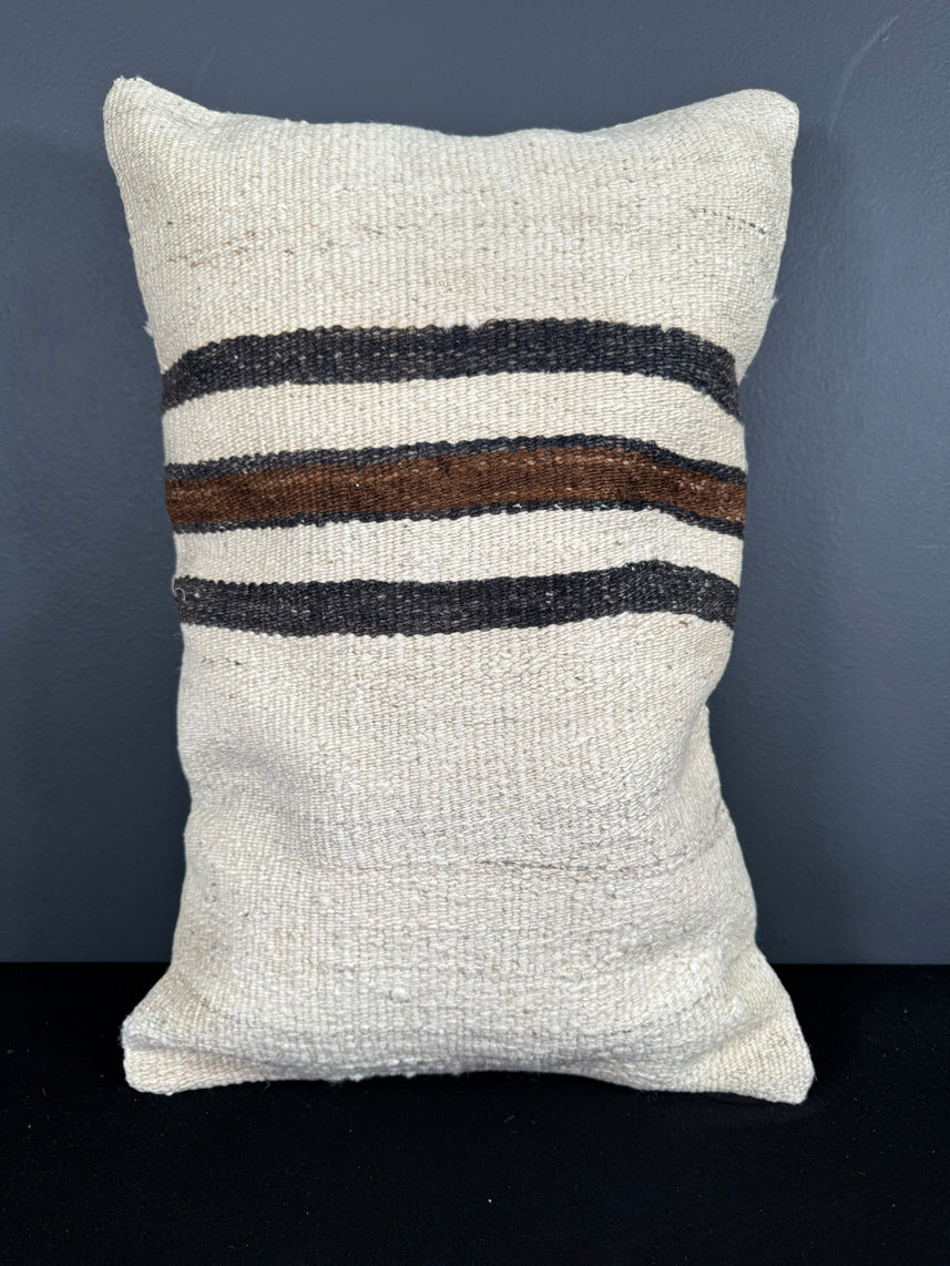 Turkish Hemp Pillow Cushion Natural Beige Black Pillow Cushion Cover 16" x 24" #30036