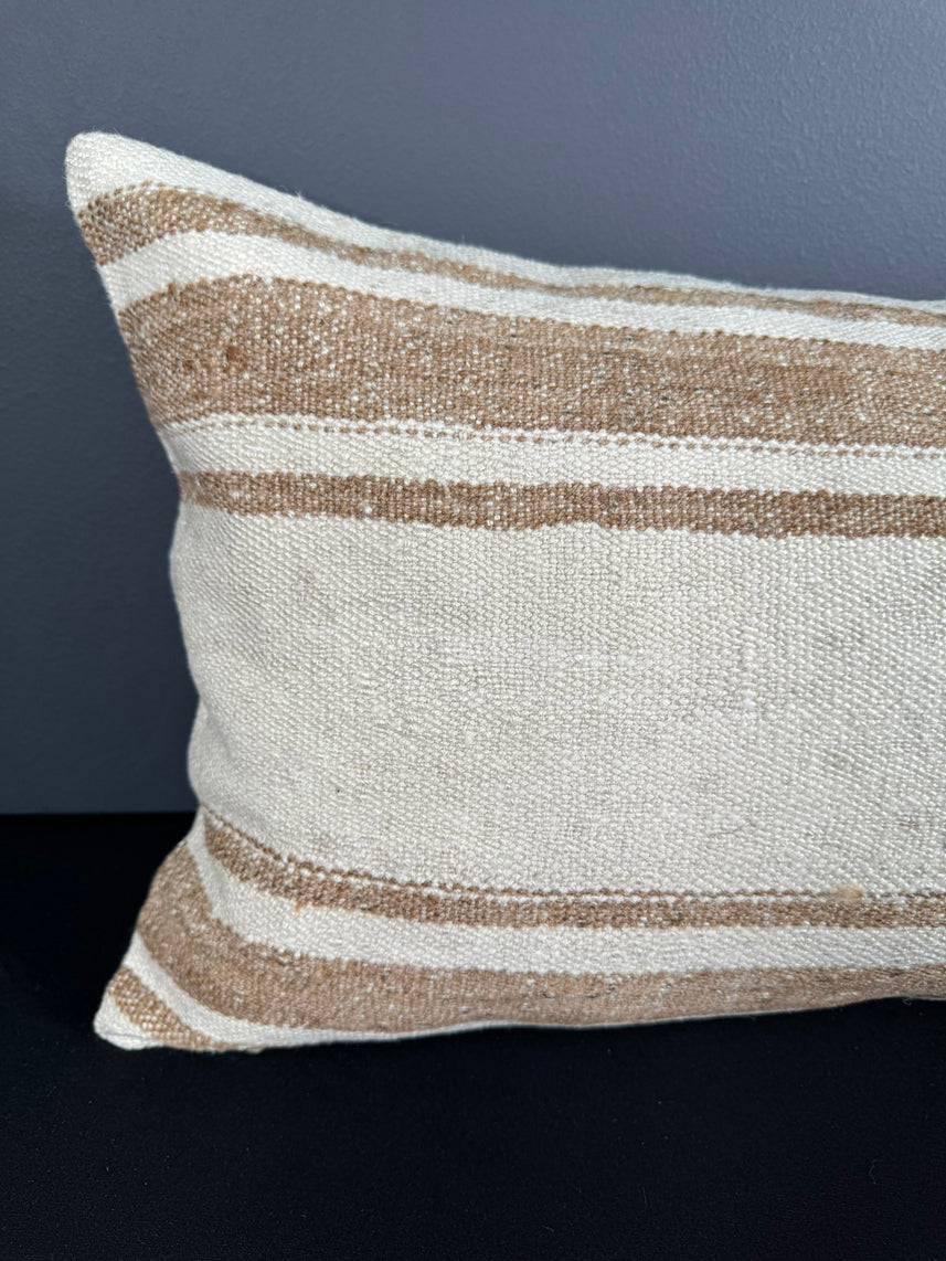 Turkish Hemp Pillow Cushion Natural Beige Brown Pillow Cushion Cover 16" x 24" #30114