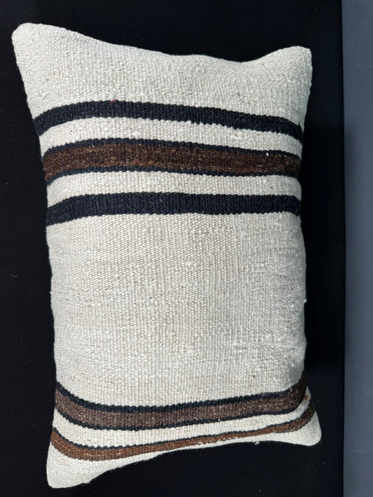 Turkish Hemp Pillow Cushion Natural Beige Black Pillow Cushion Cover 16" x 24" #30095