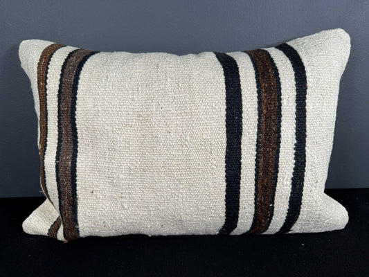 Turkish Hemp Pillow Cushion Natural Beige Black Pillow Cushion Cover 16" x 24" #30095
