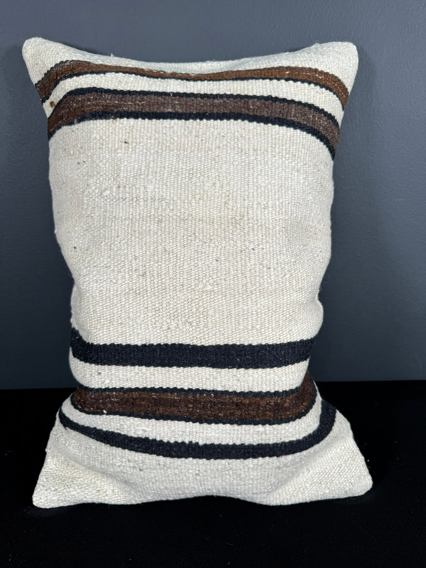 Turkish Hemp Pillow Cushion Natural Beige Black Pillow Cushion Cover 16" x 24" #30095