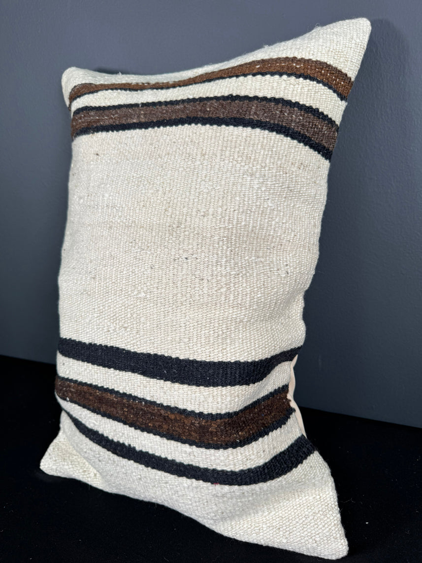 Turkish Hemp Pillow Cushion Natural Beige Black Pillow Cushion Cover 16" x 24" #30095