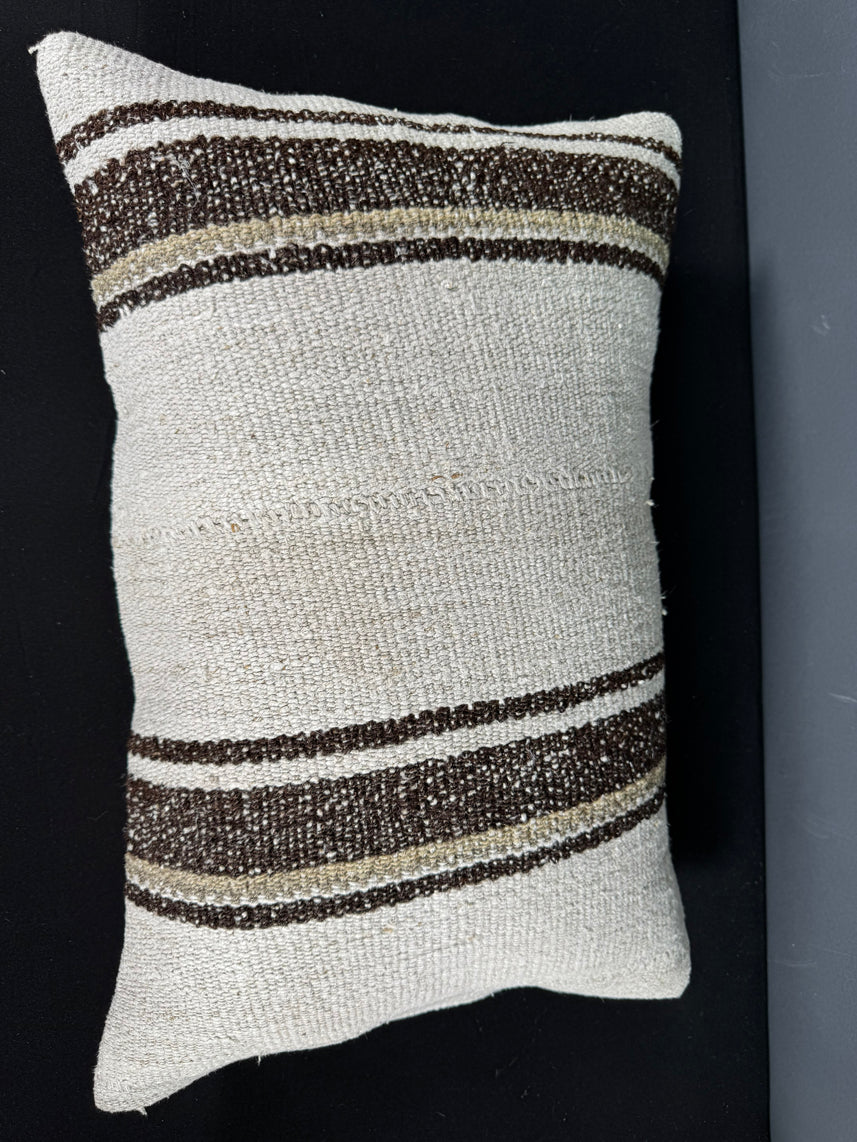 Turkish Hemp Pillow Cushion Natural Beige Brown Pillow Cushion Cover 16" x 24" #30096