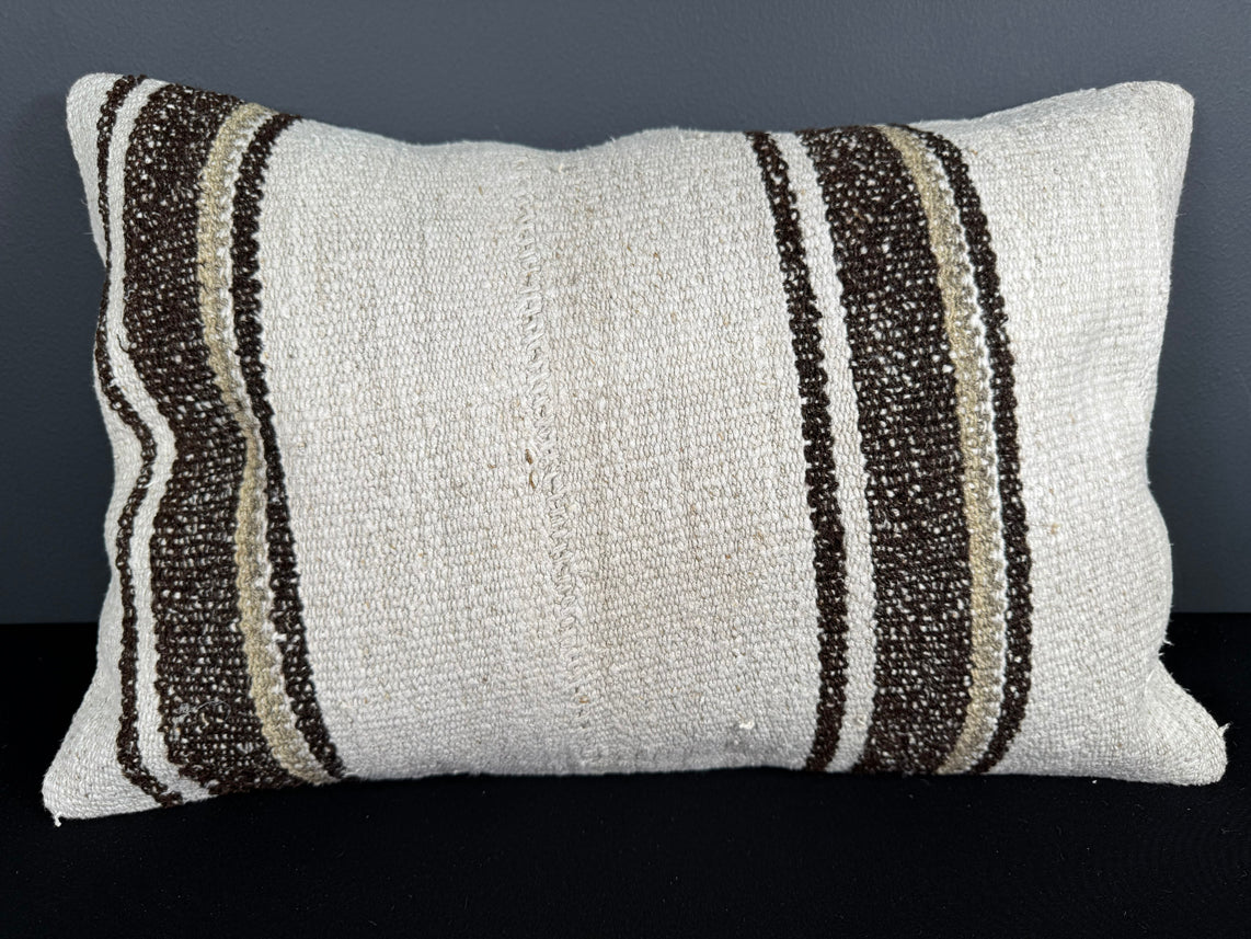 Turkish Hemp Pillow Cushion Natural Beige Brown Pillow Cushion Cover 16" x 24" #30096