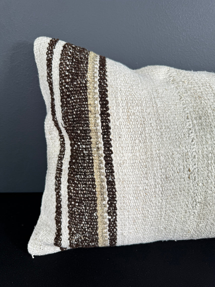 Turkish Hemp Pillow Cushion Natural Beige Brown Pillow Cushion Cover 16" x 24" #30096