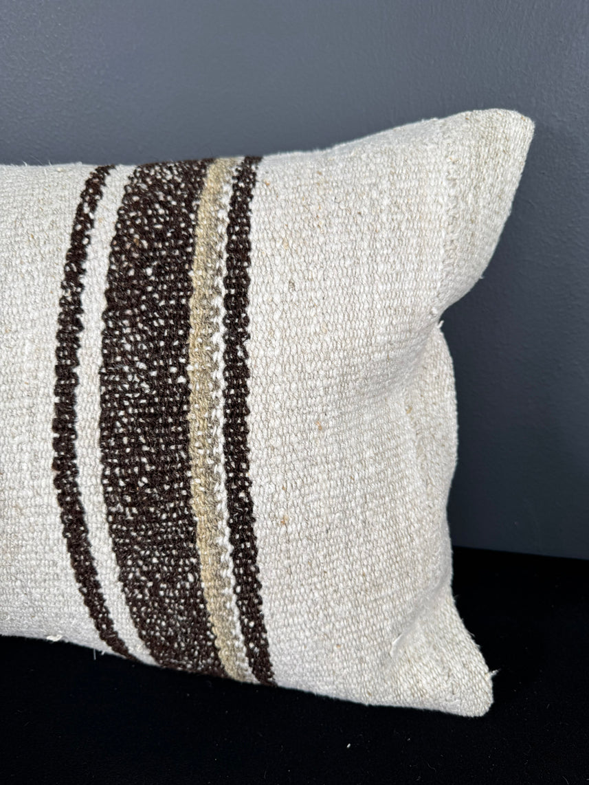 Turkish Hemp Pillow Cushion Natural Beige Brown Pillow Cushion Cover 16" x 24" #30096