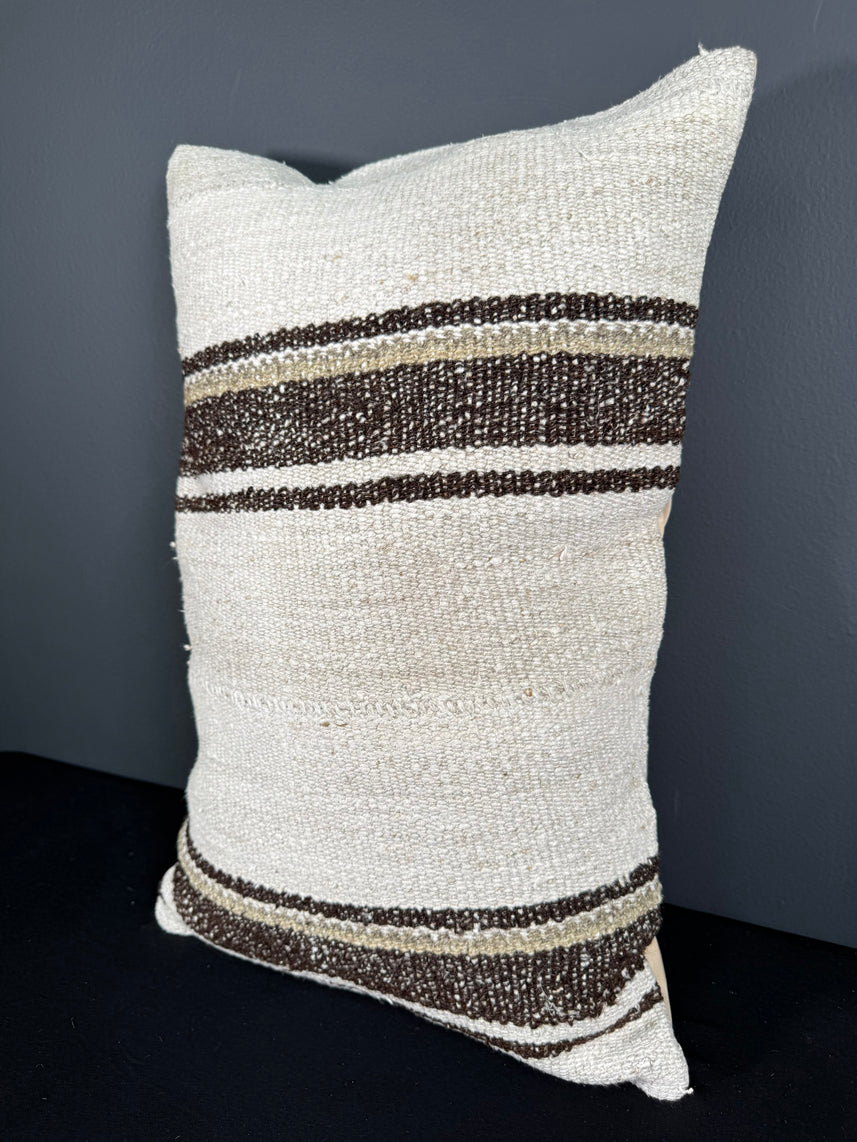 Turkish Hemp Pillow Cushion Natural Beige Brown Pillow Cushion Cover 16" x 24" #30096