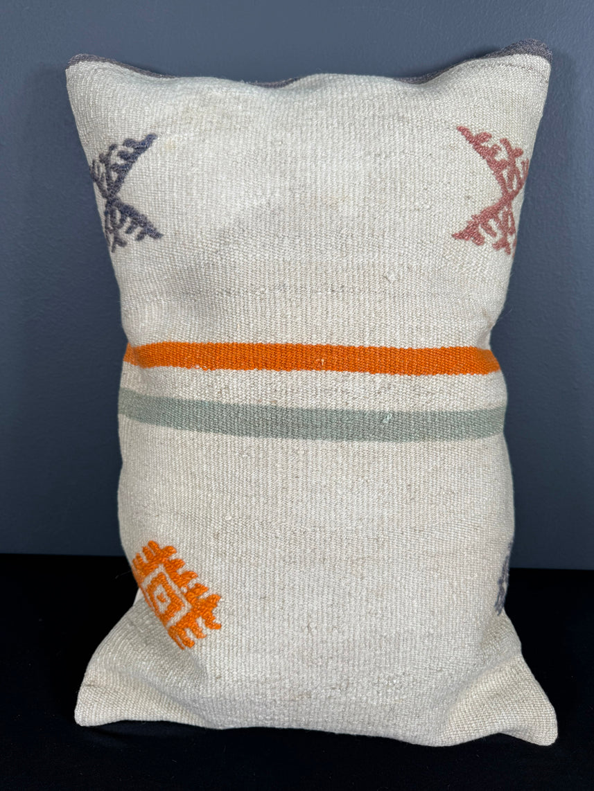 Turkish Hemp Pillow Cushion Natural Beige Orange Pillow Cushion Cover 16" x 24" #30039