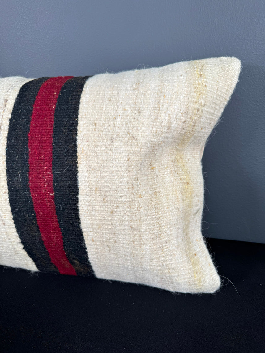 Turkish Hemp Pillow Cushion Natural Beige Red Pillow Cushion Cover 16" x 24" #30040