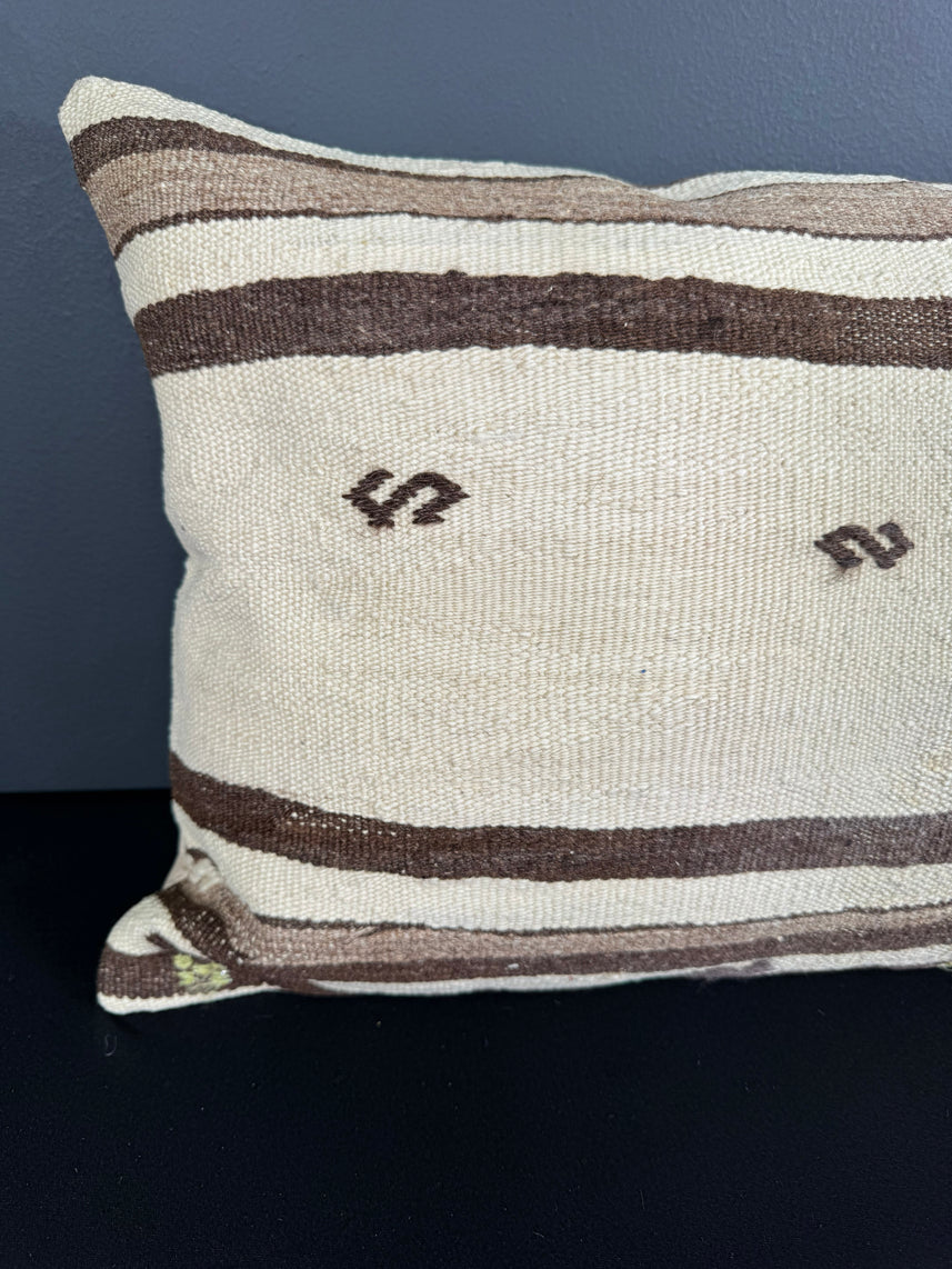 Turkish Hemp Pillow Cushion Natural Beige Brown Pillow Cushion Cover 16" x 24" #30136