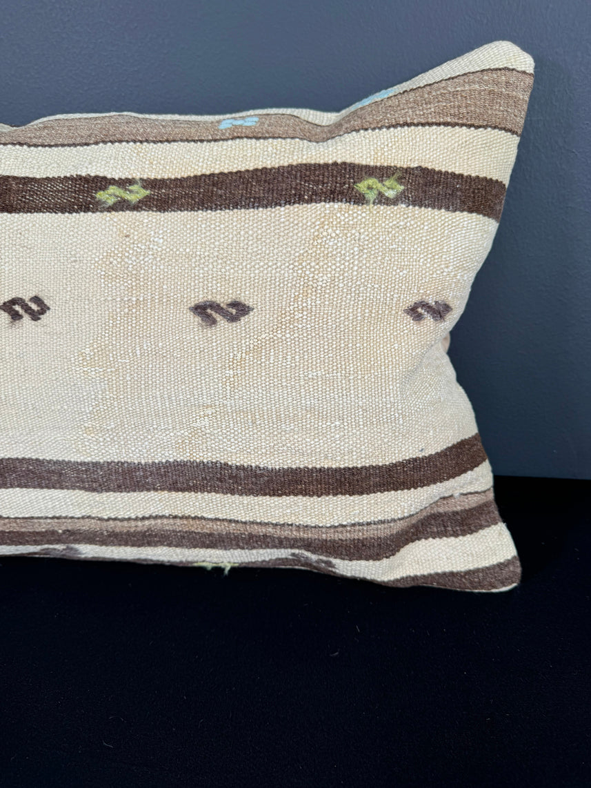 Turkish Hemp Pillow Cushion Natural Beige Brown Pillow Cushion Cover 16" x 24" #30136