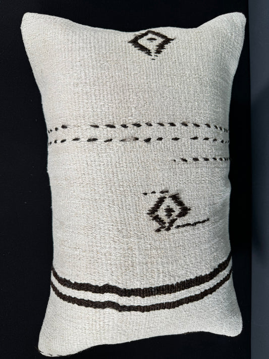 Turkish Hemp Pillow Cushion Natural Beige Black Pillow Cushion Cover 16" x 24" #30041