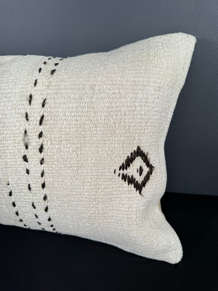 Turkish Hemp Pillow Cushion Natural Beige Black Pillow Cushion Cover 16" x 24" #30041