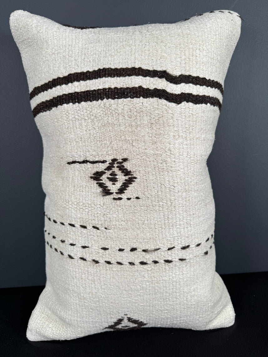 Turkish Hemp Pillow Cushion Natural Beige Black Pillow Cushion Cover 16" x 24" #30041